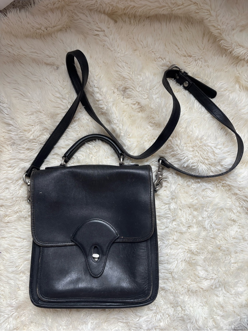Kirkland Signature Black Leather Women's Satchel Crossbody